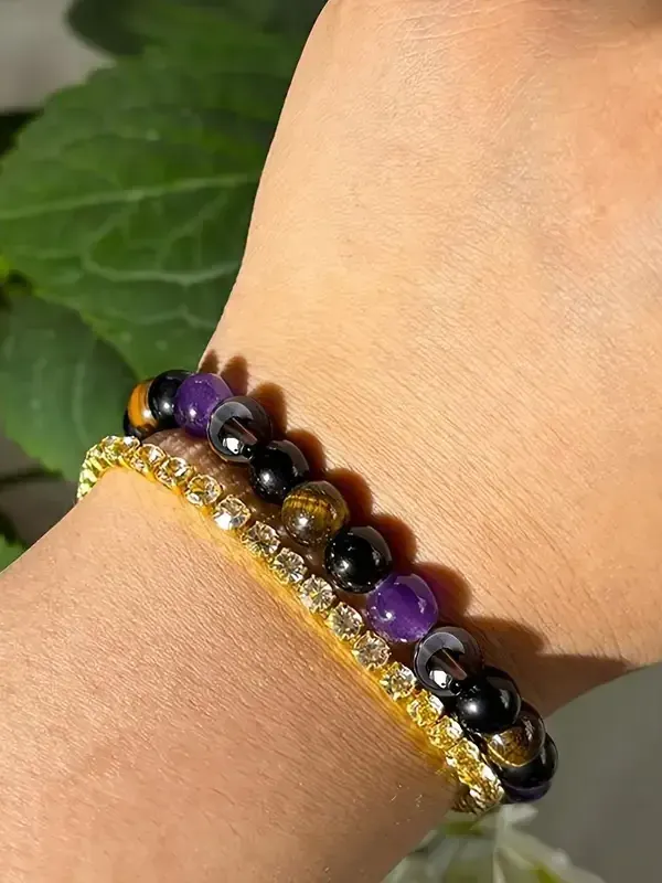 Pulseira de Cristal Elástica Artesanal para atrair proteção: product image (2)