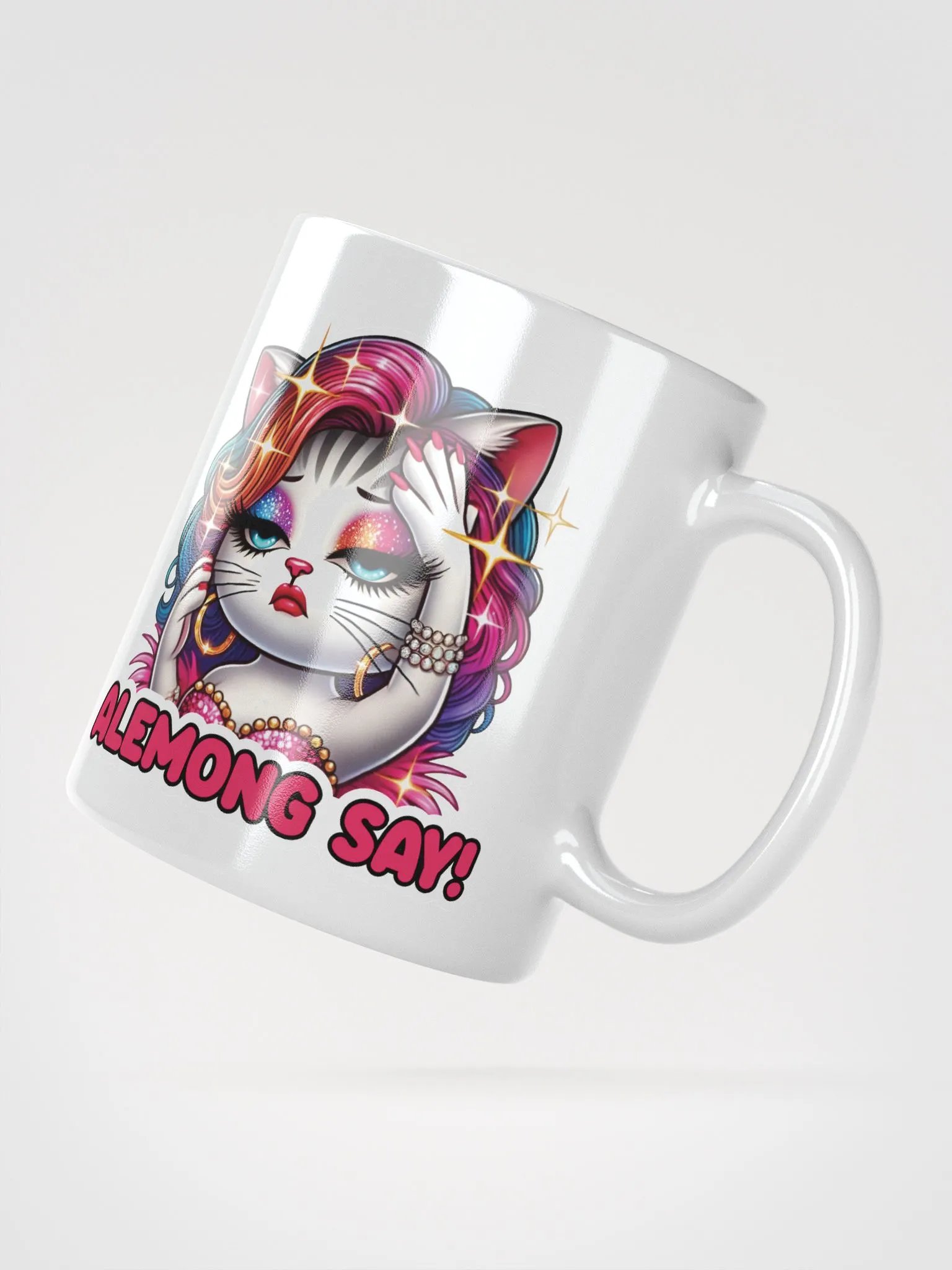 Alemong Say! White Glossy Mug product image (6)