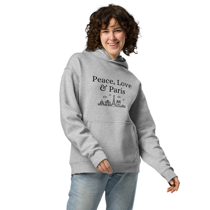 Peace, Love and Paris with Monuments Unisex Oversized Hoodie | Black Ink product image (1)