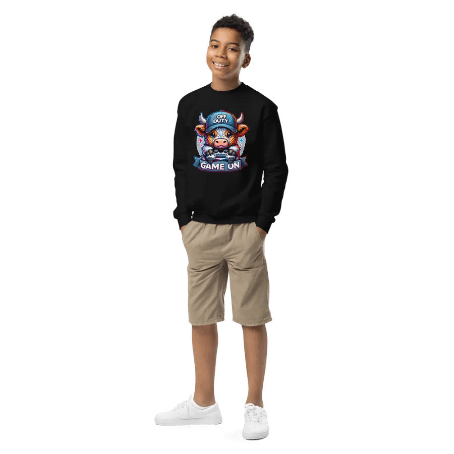 Highland Cow Game On Graphic Unisex Youth Sweatshirt product image (1)