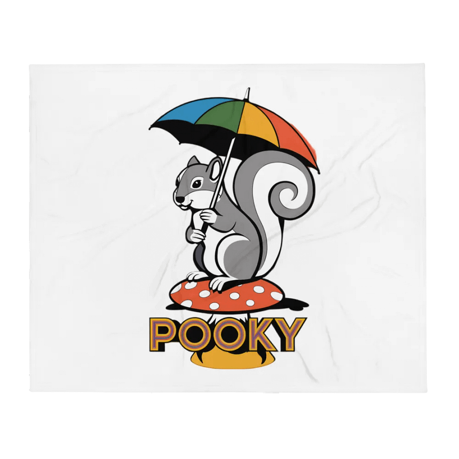 Ultra soft and plushy blanket: Pooky in the rain on a mushroom with a rainbow umbrella, no border product image (2)