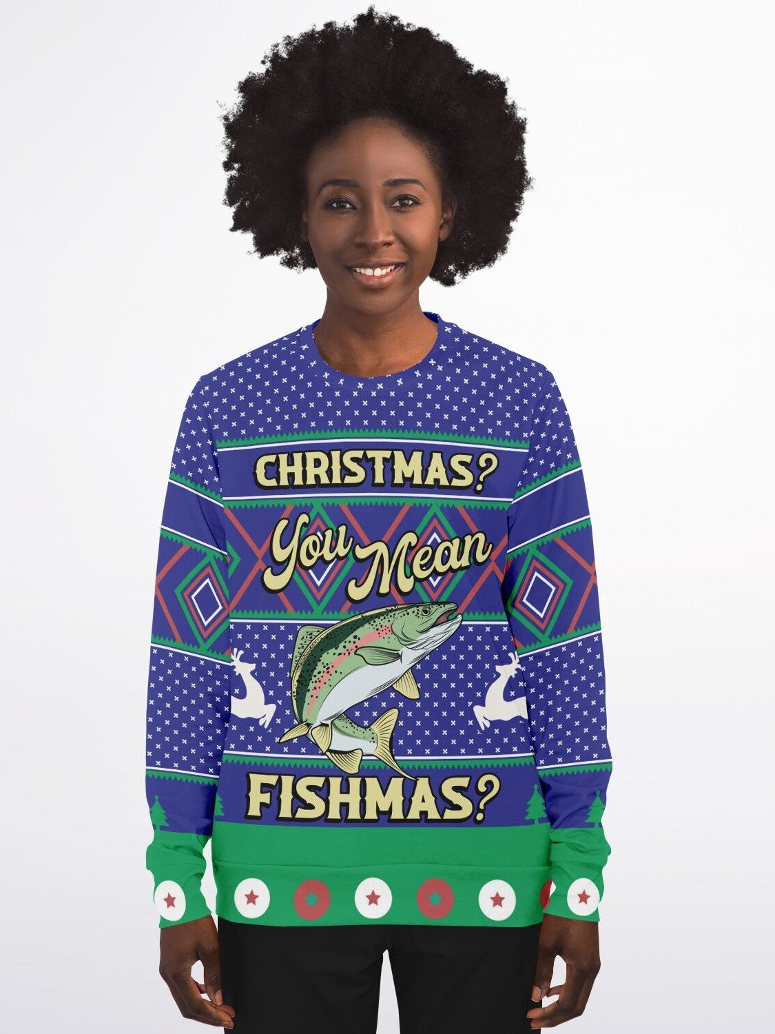 Fishmas Christmas Sweater | Funny Fishing Holiday Sweatshirt | Angler Winter Party Outfit | Fisherman Christmas Gift product image (7)