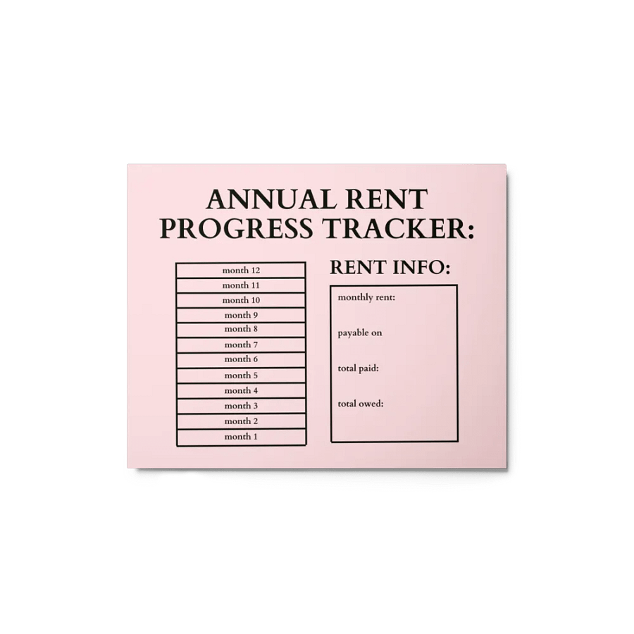 HIGHFALUTIN ANNUAL RENT TRACKER (black design 2) product image (1)