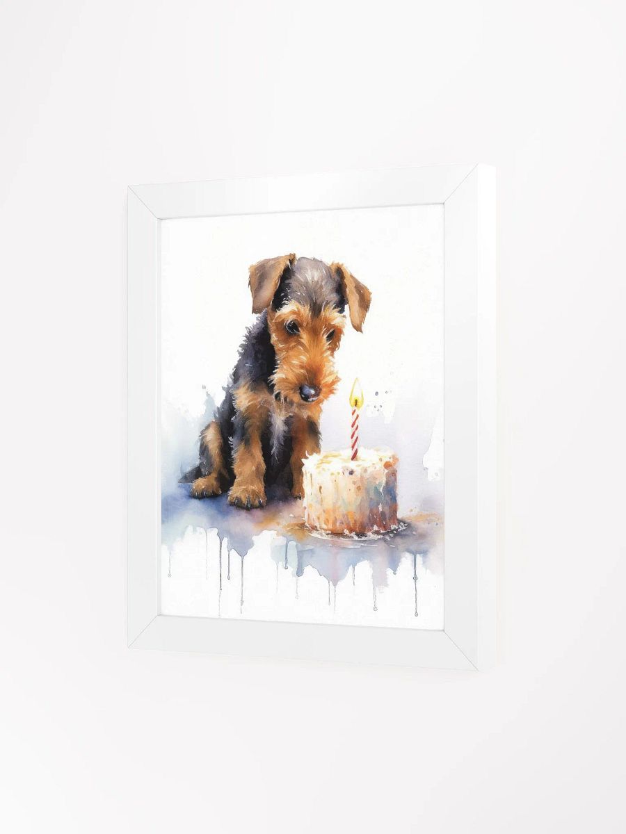 Airedale Terrier Puppy With Birthday Cake Watercolor Wall Art product image (51)