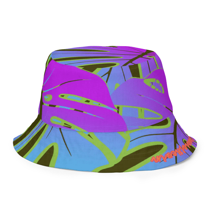 Dark Mode Neon Monstera Madness Reversible Bucket Hat product image (2)