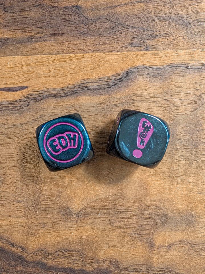 Oversized Pearlescent Black Dice Set with "Pink" Pips - 30mm product image (2)