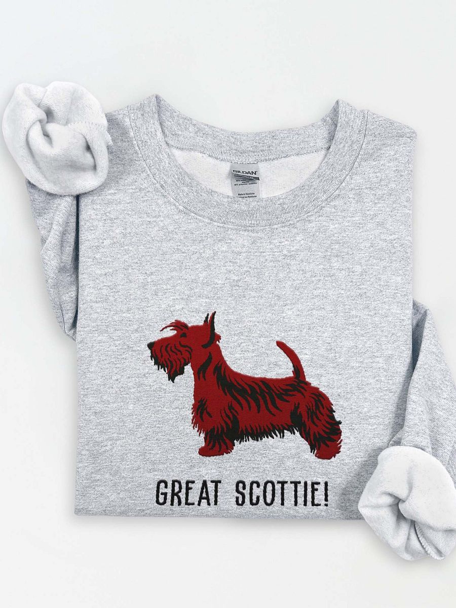 Great Scottie! Sweatshirt (Embroidered) of a Scottish Terrier(Brown) product image (1)