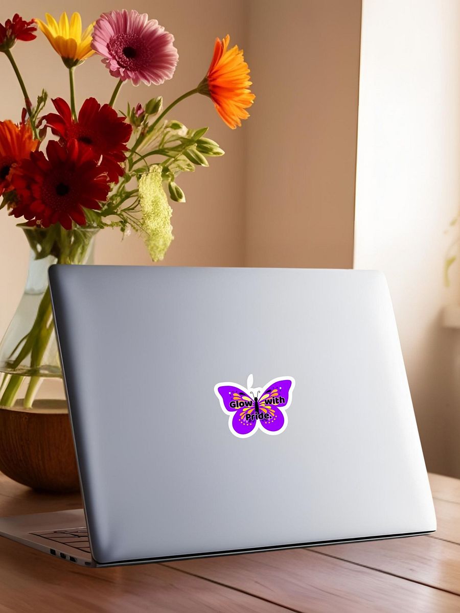 Glow with Pride – Purple Butterfly Inspirational Quote Sticker product image (6)