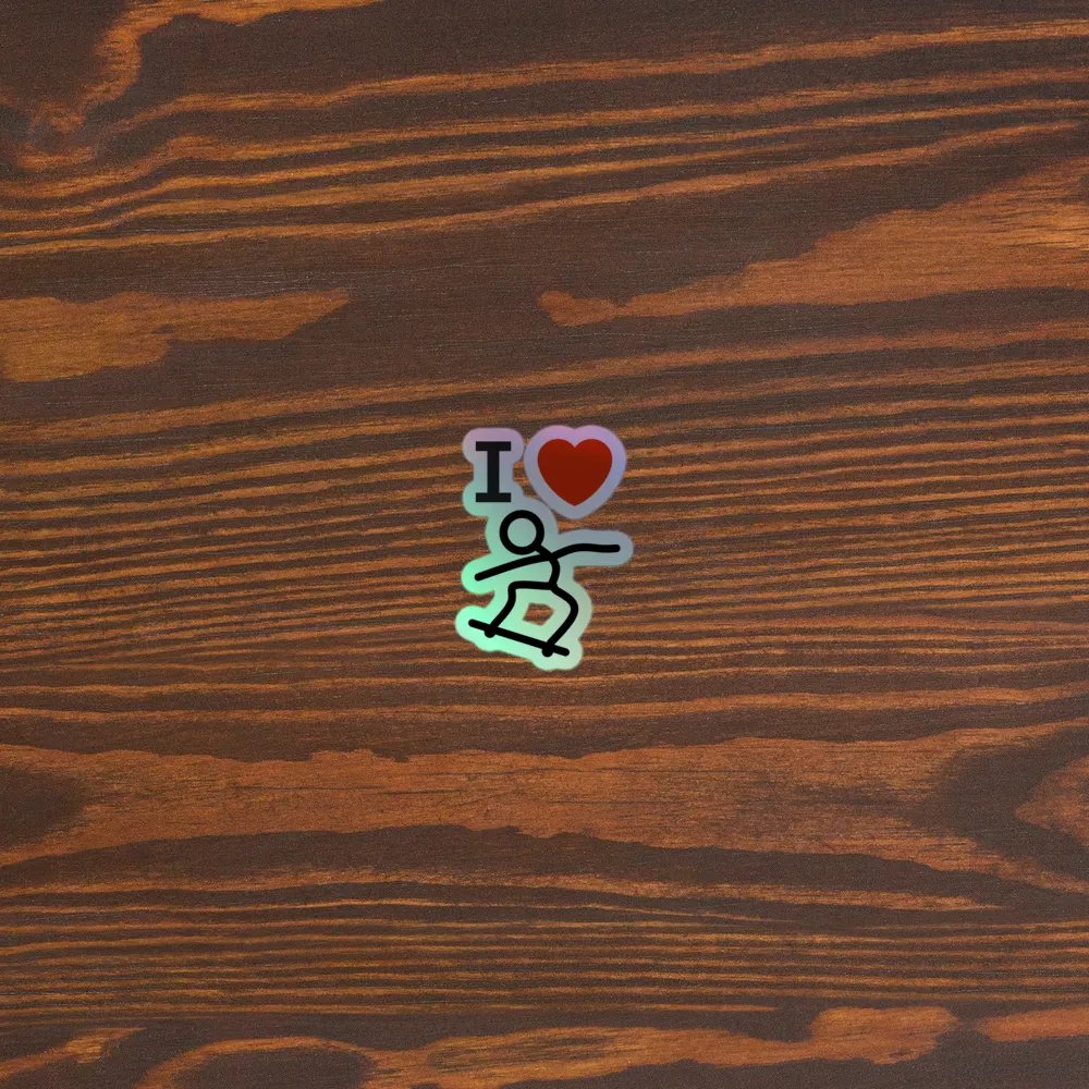 I Heart Stick Figure SK8er Holographic Sticker product image (5)