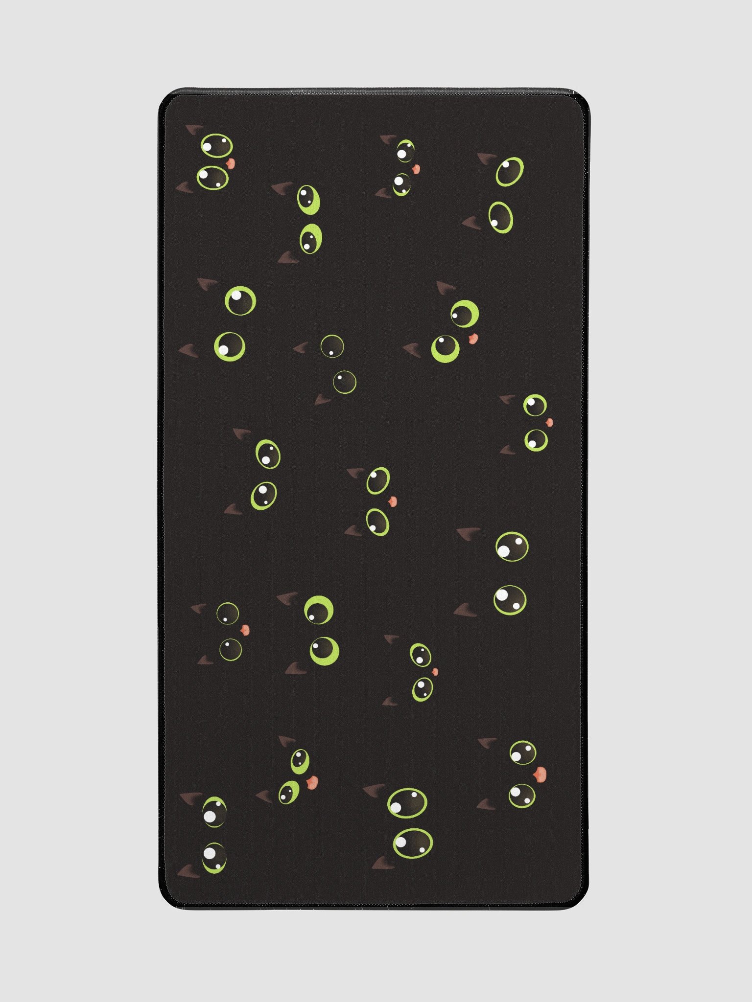 Cute Black Cat Faces (Green Eyes) Desk Mat 15.5" x 31.5" product image (2)