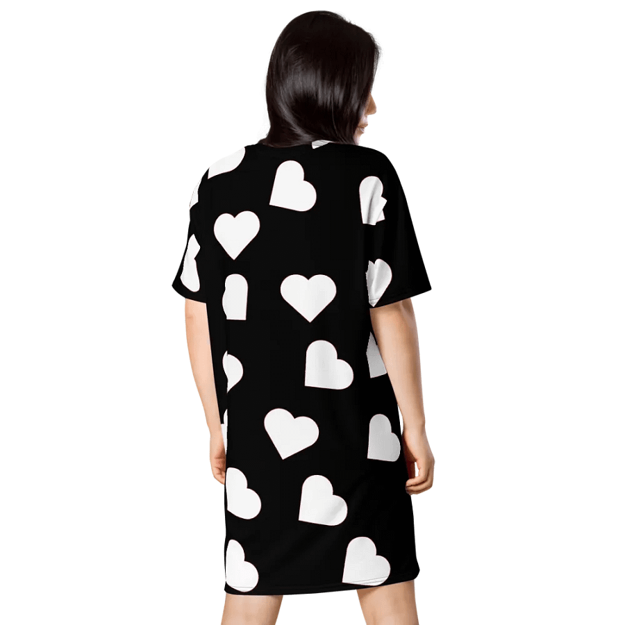 Love Pattern 5 Black and White Ladies T Shirt Dress product image (2)