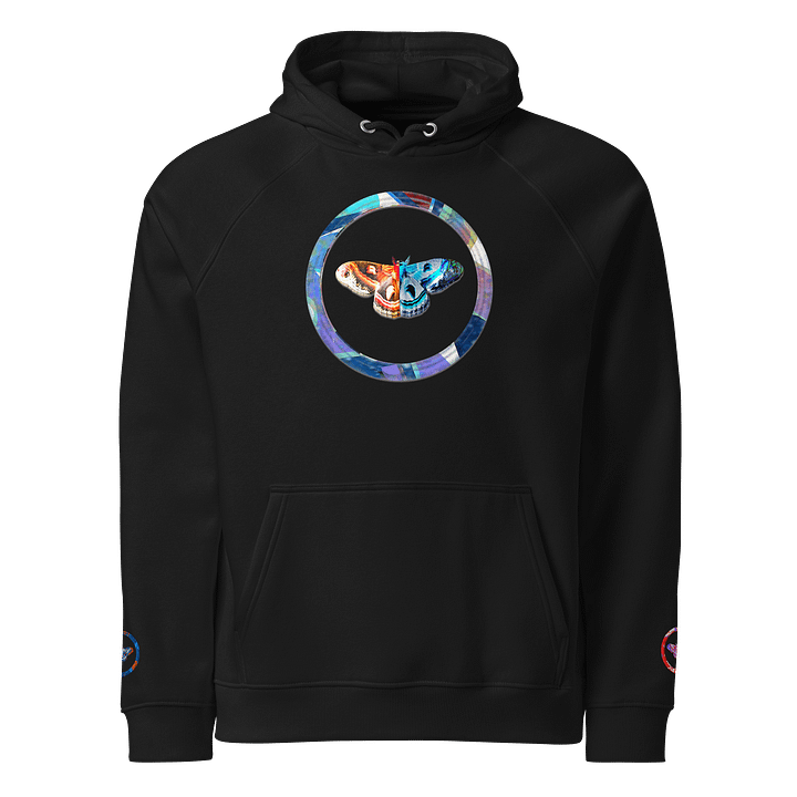 Moth SOL'S Eco Raglan Hoodie (Front Patch) with Embroidered Sleeves product image (1)