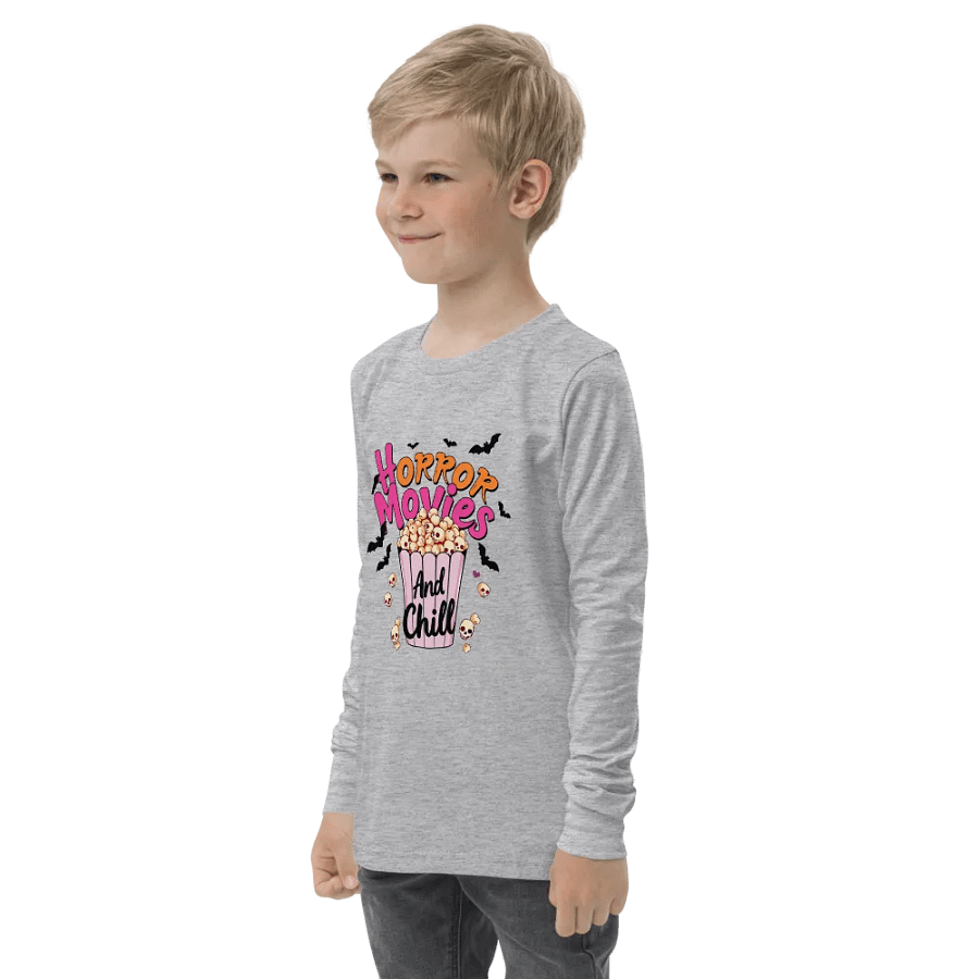 Horror Movies and Chill Popcorn Youth L/S Tee product image (3)