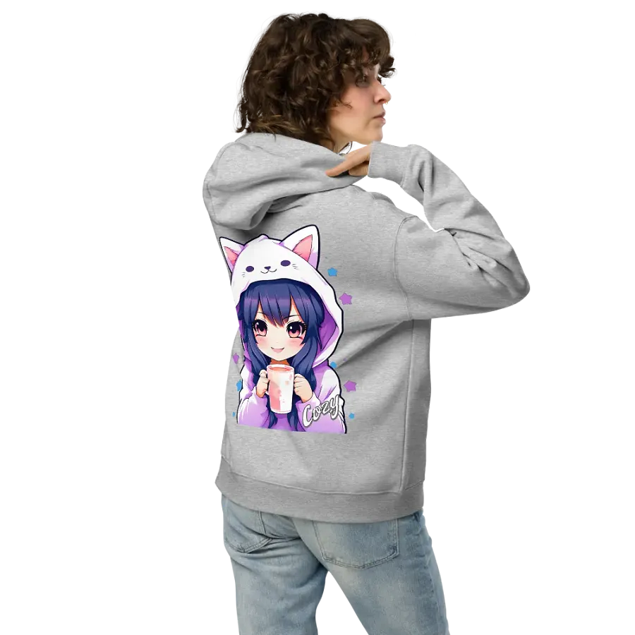 Cozy Kawaii Anime Girl - Premium Hoodie - Athletic Heather - Back Printed Design product image (2)