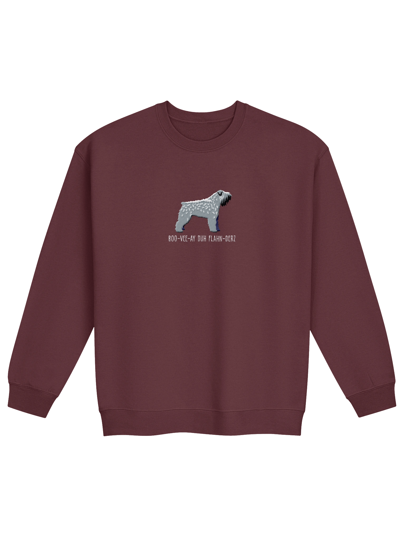 Boo-Vee-Ay Duh Flahn-Derz Sweatshirt (Embroidered) of a Bouvier Des Flandres(Salt & Pepper) product image (5)
