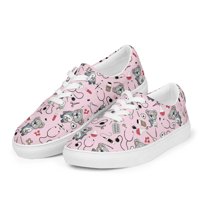 Cute Medical Koala Lace-up Canvas Shoes (Pink) product image (1)