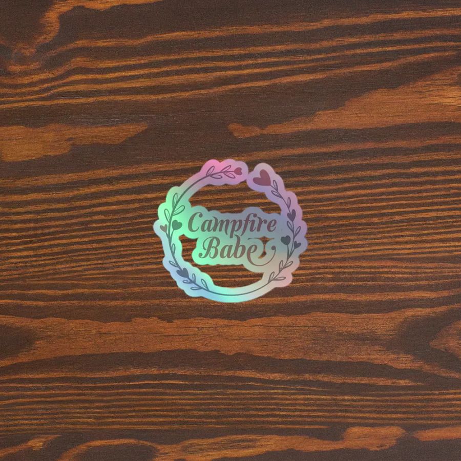 Campfire Babe Floral Wreath Holographic Stickers product image (5)