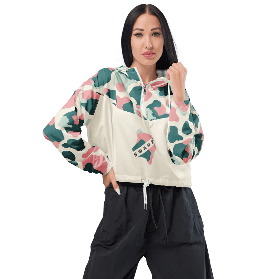 Cow-mouflage Pattern Crop Hoodie Windbreaker product image (4)