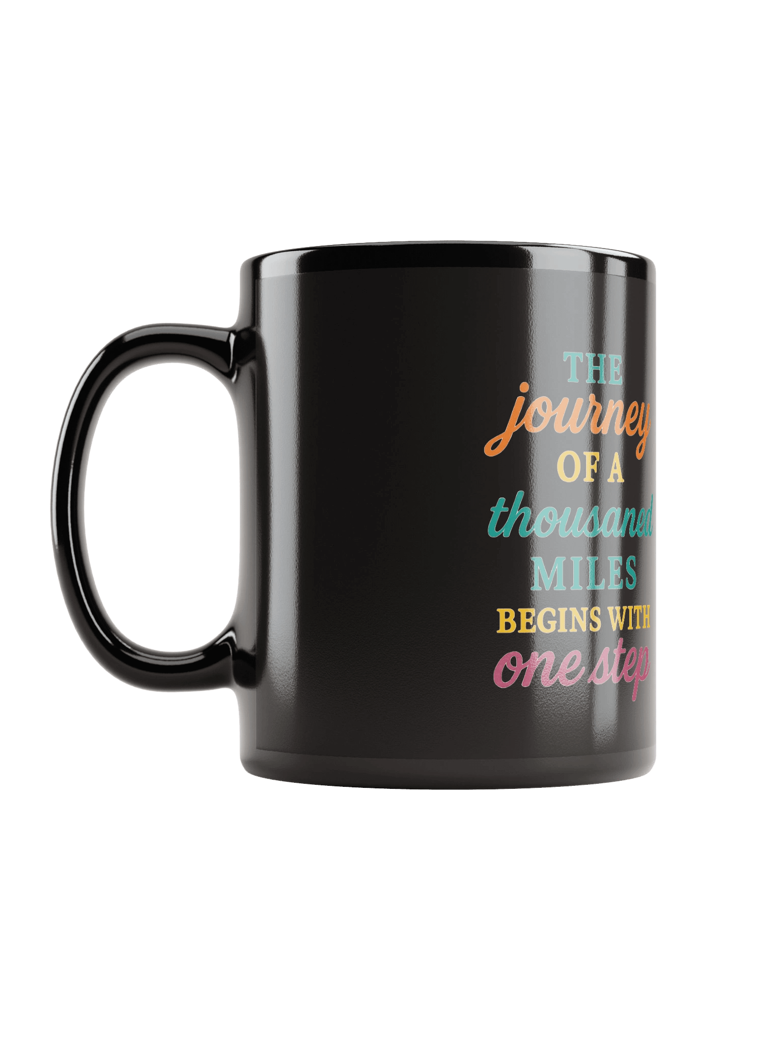 “The Journey Begins” Black Glossy Mug – Nichiren Buddhism Motivational Quote Gift product image (6)