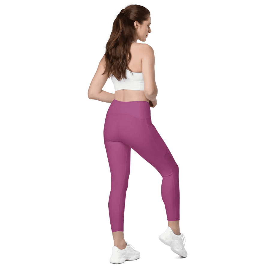 Plain Plum Purple True Summer Women's High Waisted Premium Crossover Leggings with Pockets by Treasure Pie product image (8)