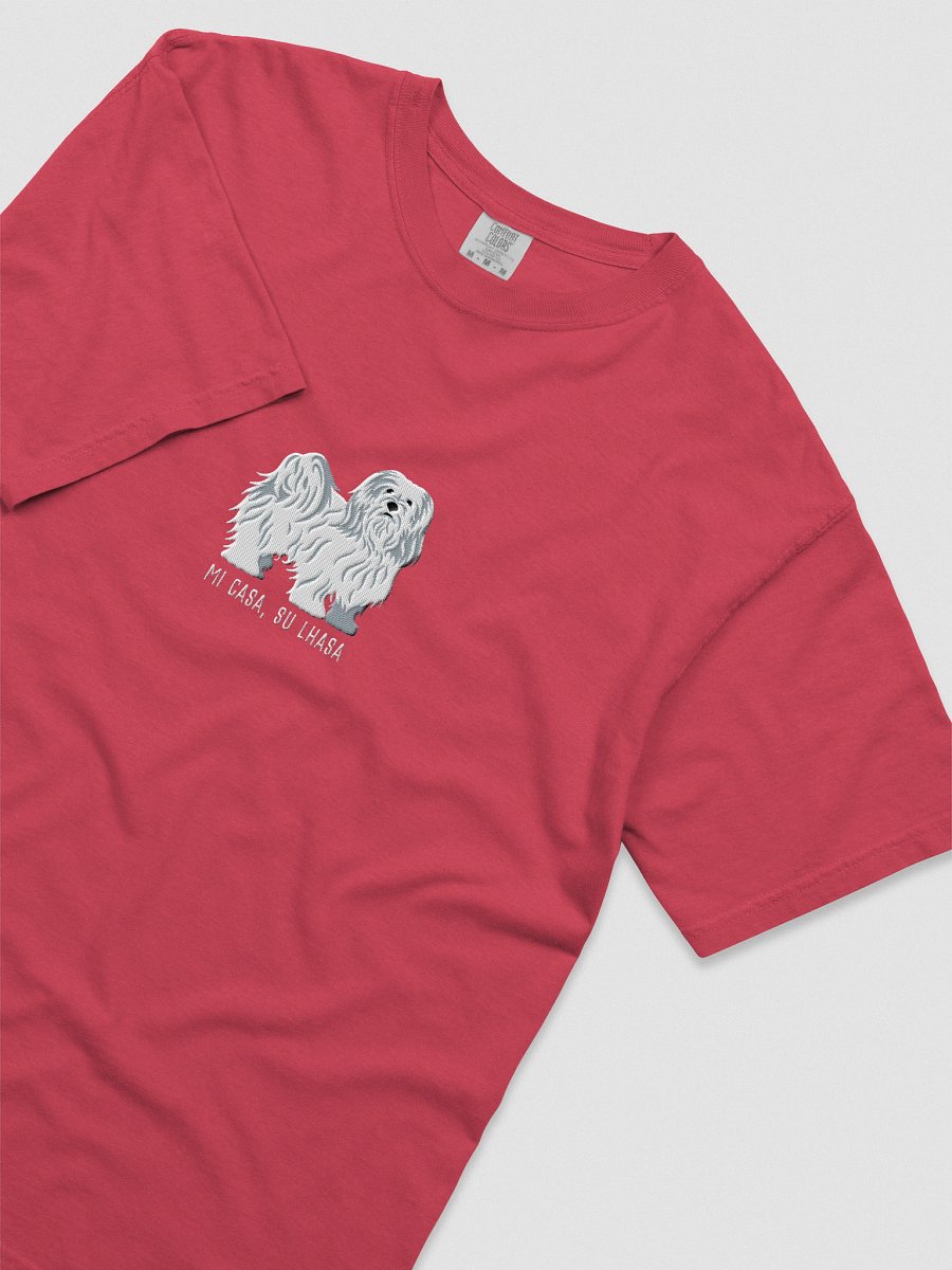 Mi Casa, Su Lhasa T-Shirt(Embroidered) of a Lhasa Apso(White) product image (55)