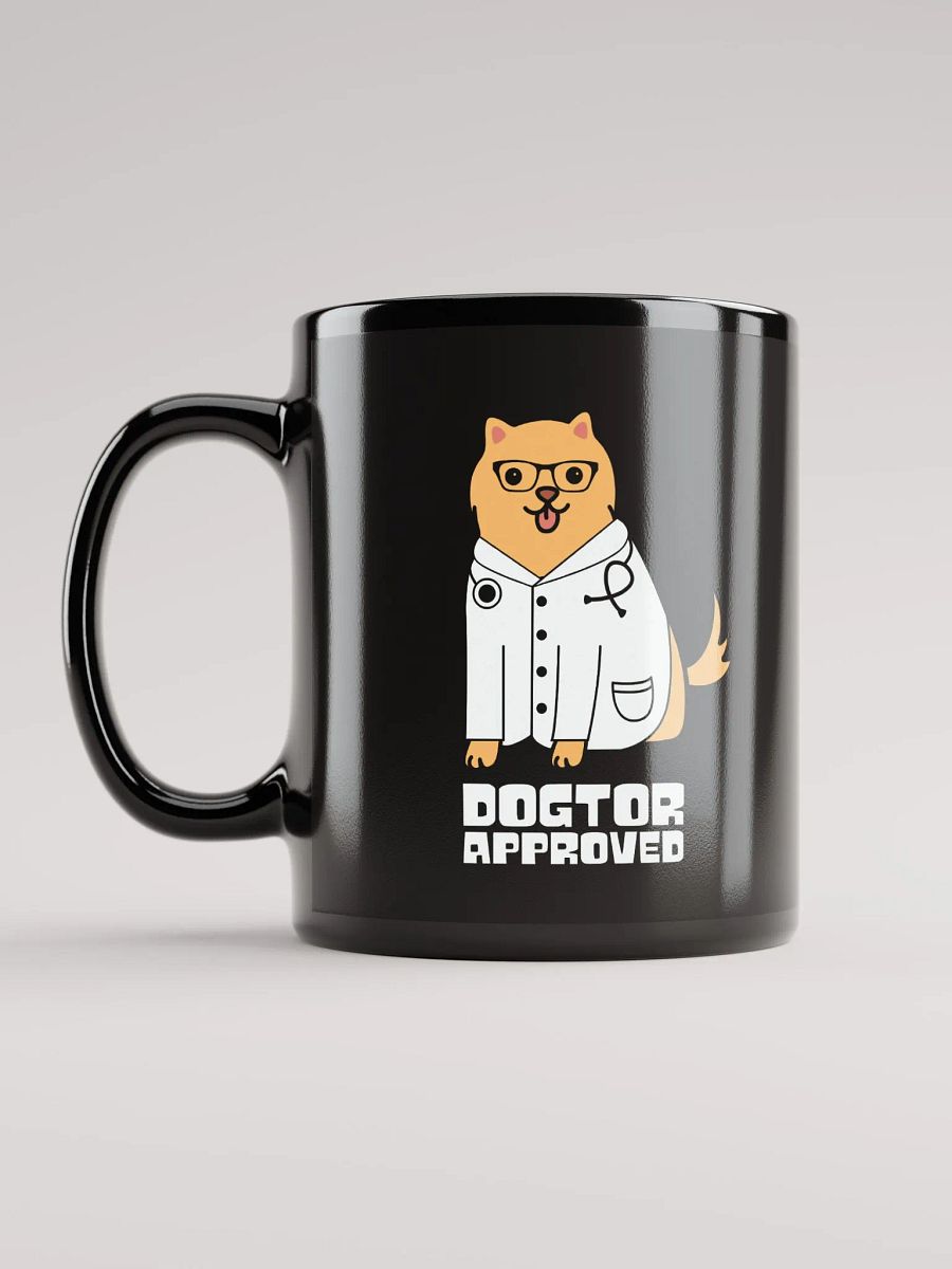 "Dogtor approved" black glossy mug product image (6)