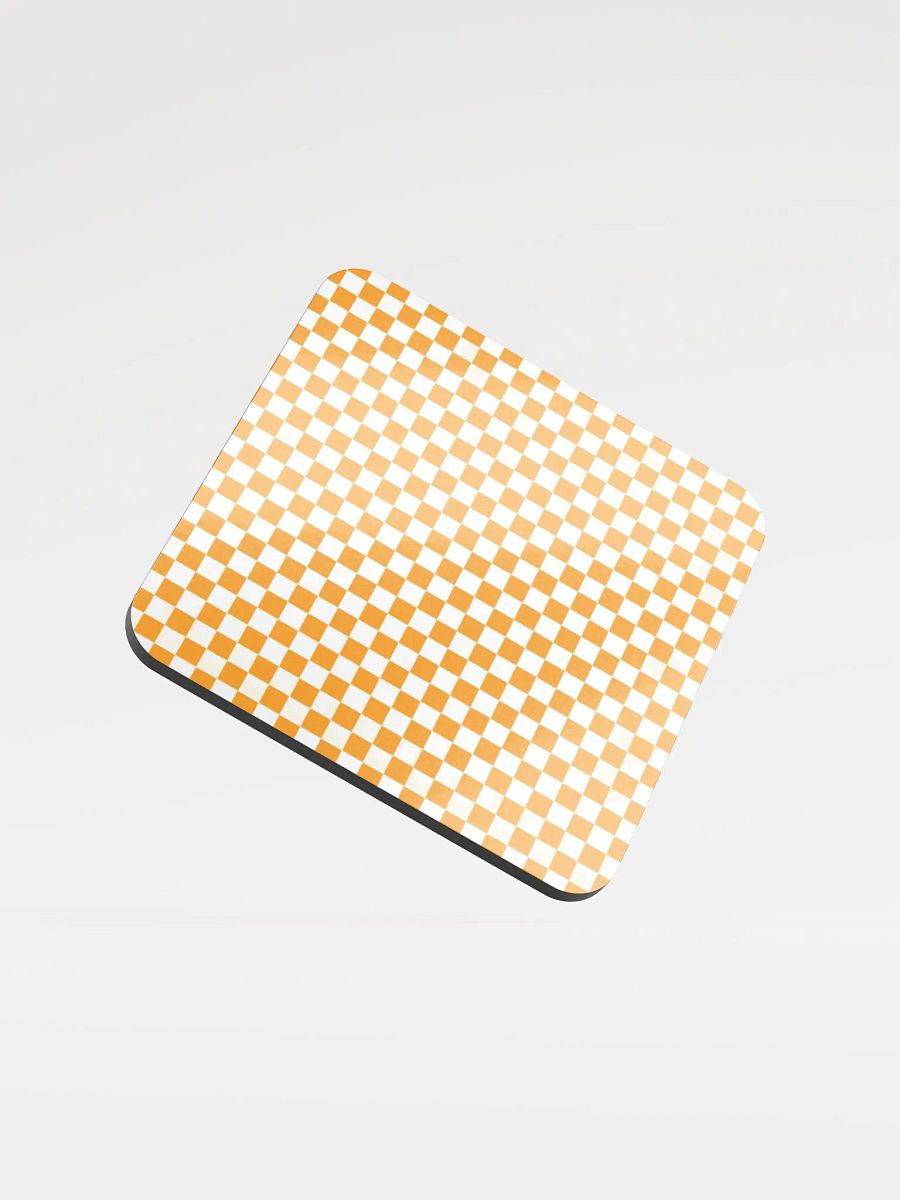 Checkers! Orange and White Checkered Cork Coaster product image (1)