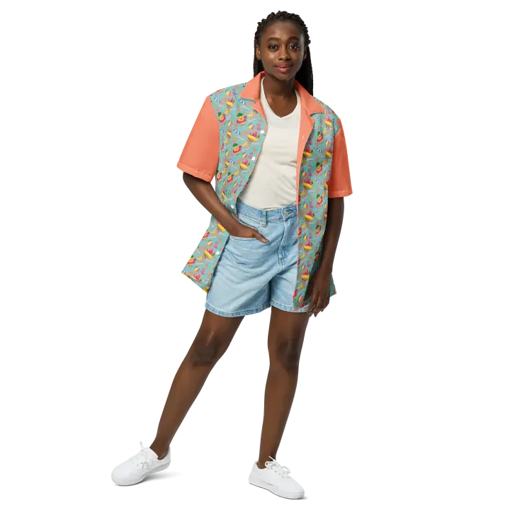 Funny Floaties Summer Hawaiian Women's Button Shirt product image (2)