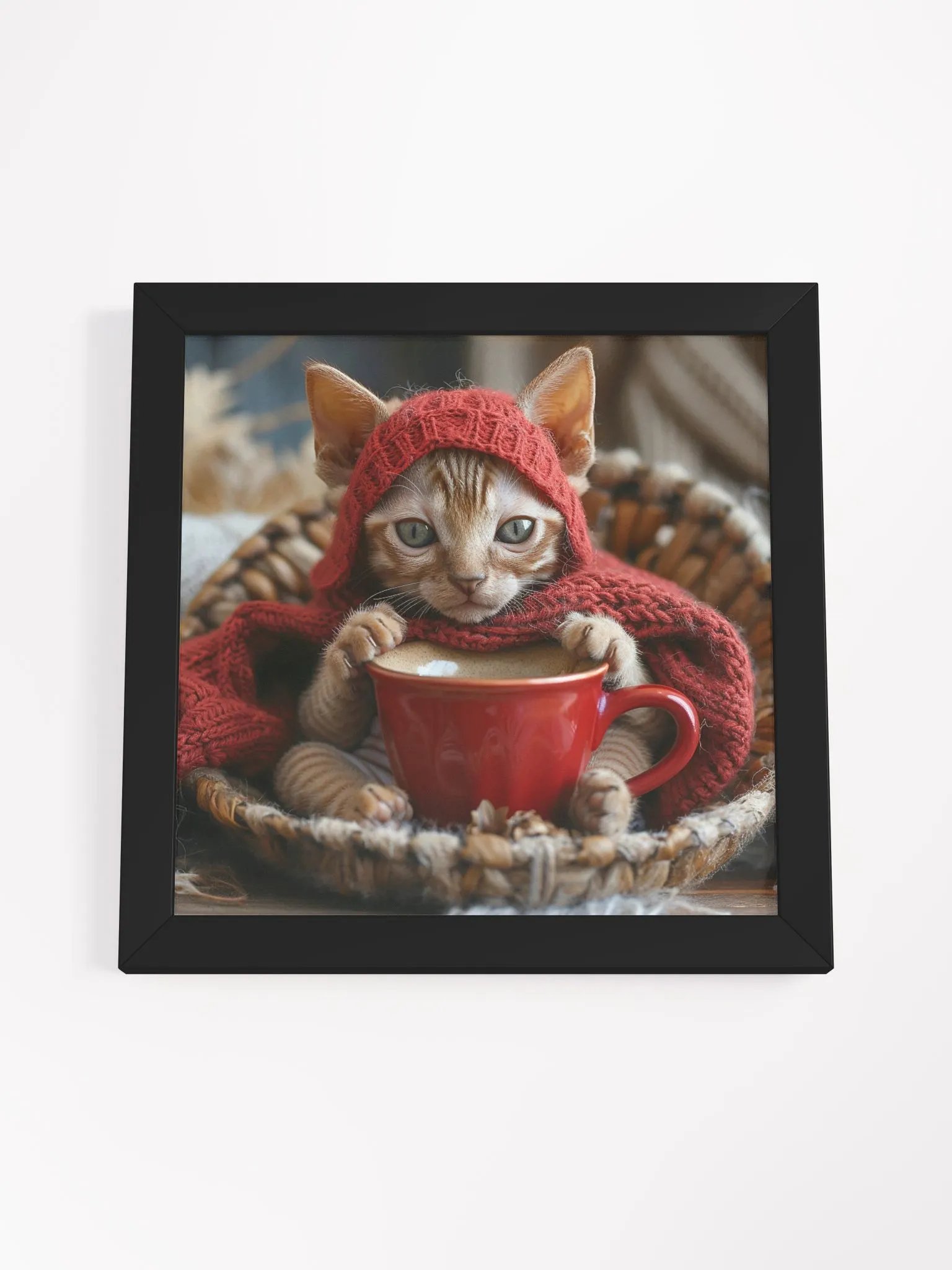 Coffee Lover Cute Hairless Sphynx Kitten Art product image (2)