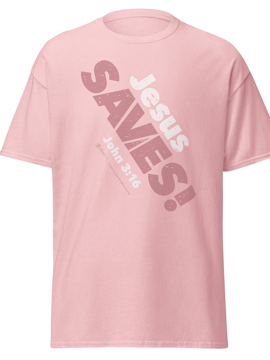 Jesus SAVES! Heavyweight Unisex Crewneck T-shirt | Gildan® 5000, PINK product image (3)