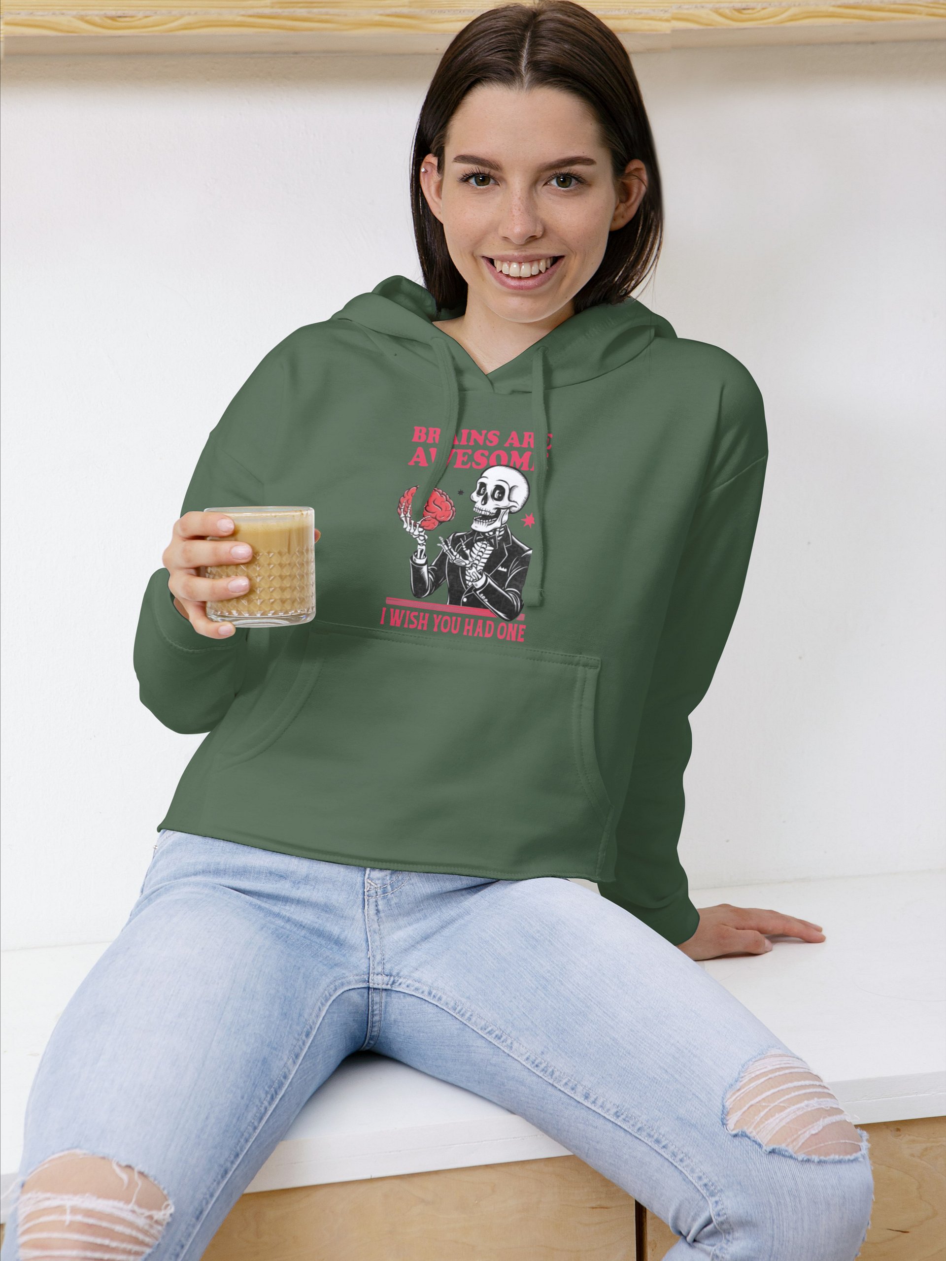 Sarcastic Skeleton Hoodie | "Brains Are Awesome" Funny Apparel product image (6)