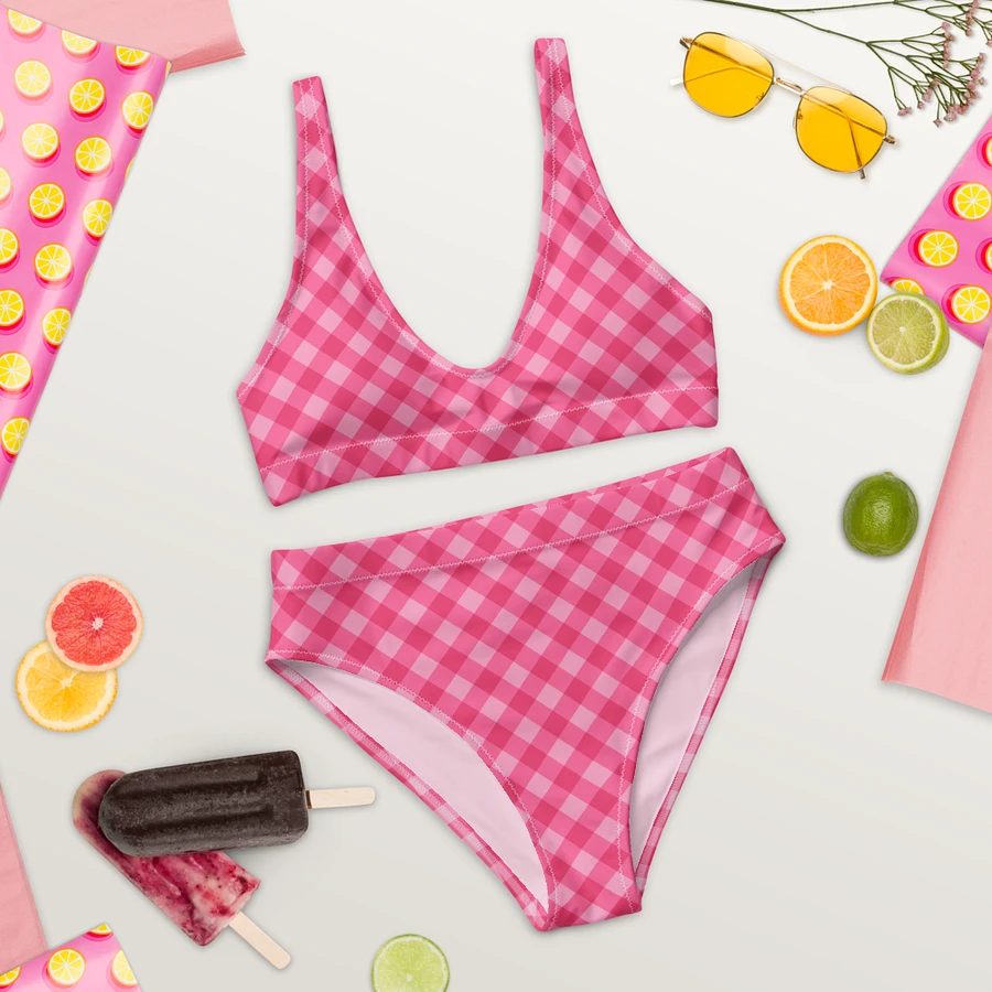 Bright Pink Checkered Plaid Bikini product image (9)