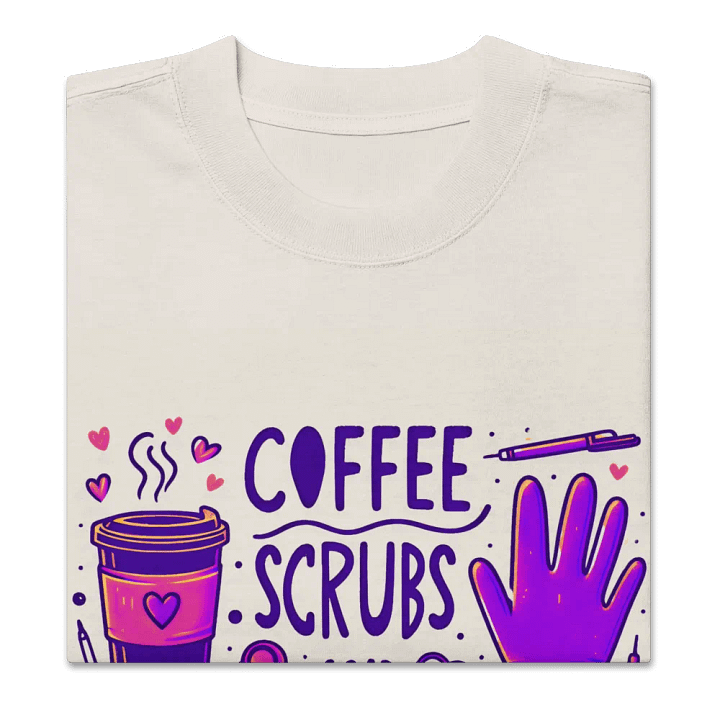 Playful Coffee and Medical Illustrations Oversized Tee product image (30)