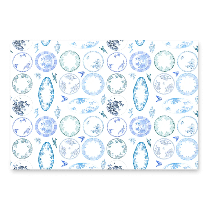 French Antique Plates | BLUE Wrapping Paper product image (2)