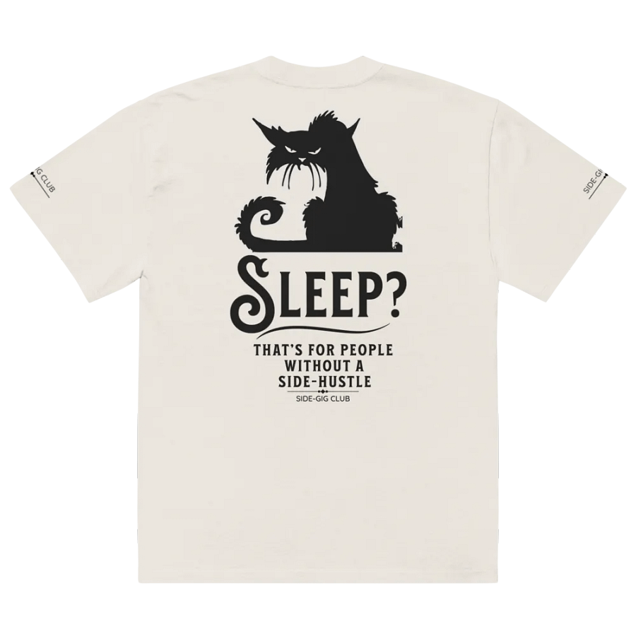 Sleepless Grind: Hustler Cat Oversized Tee Streetwear Edition in Vivid Black product image (4)