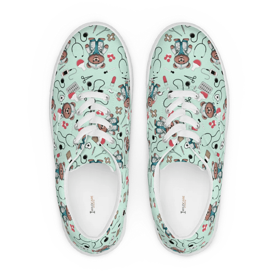Cute Medical Bears Lace-up Canvas Shoes (Green) product image (5)