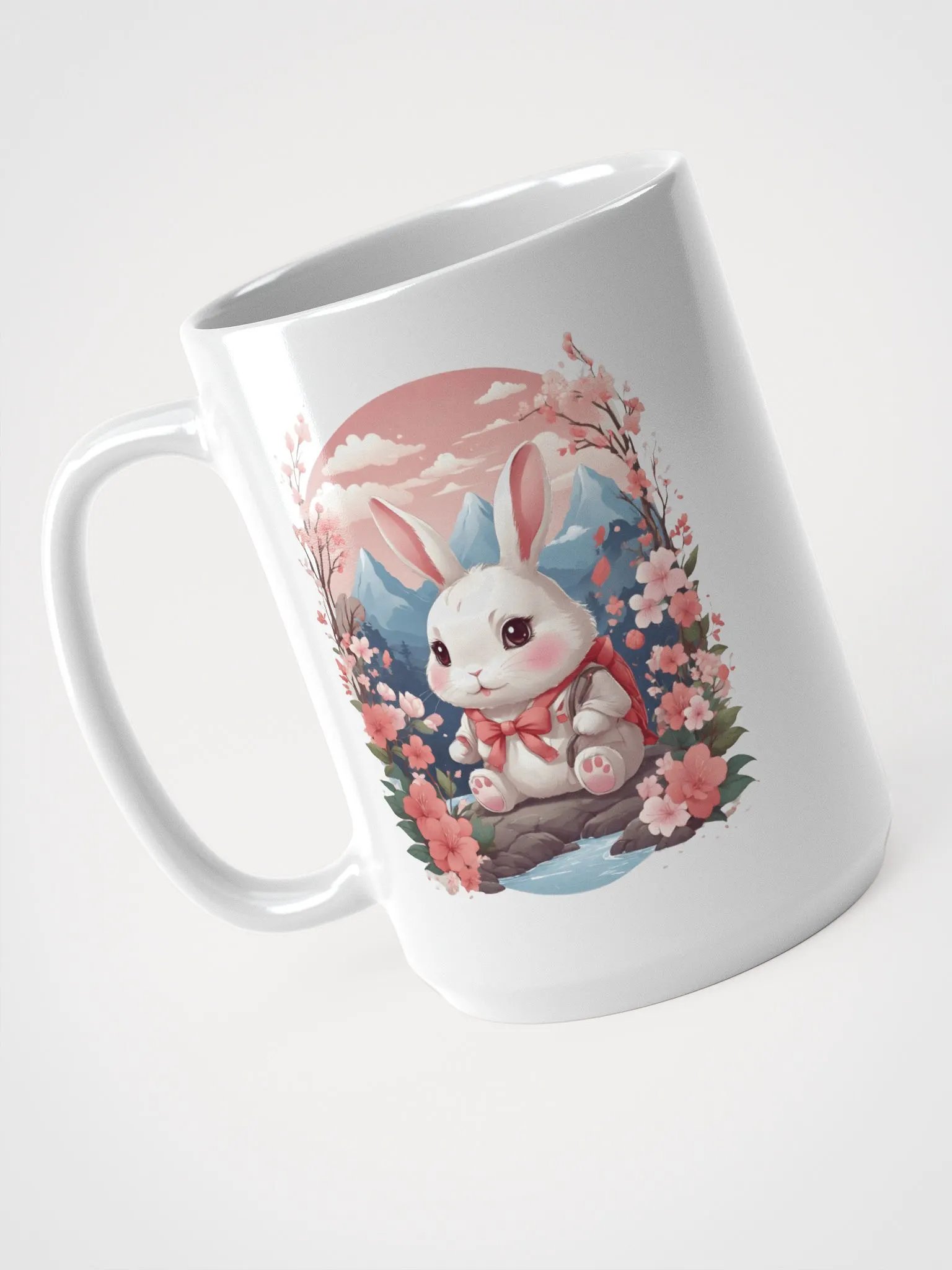 Kawaii Whimsical Floral Bunny Hoodie Mug product image (3)