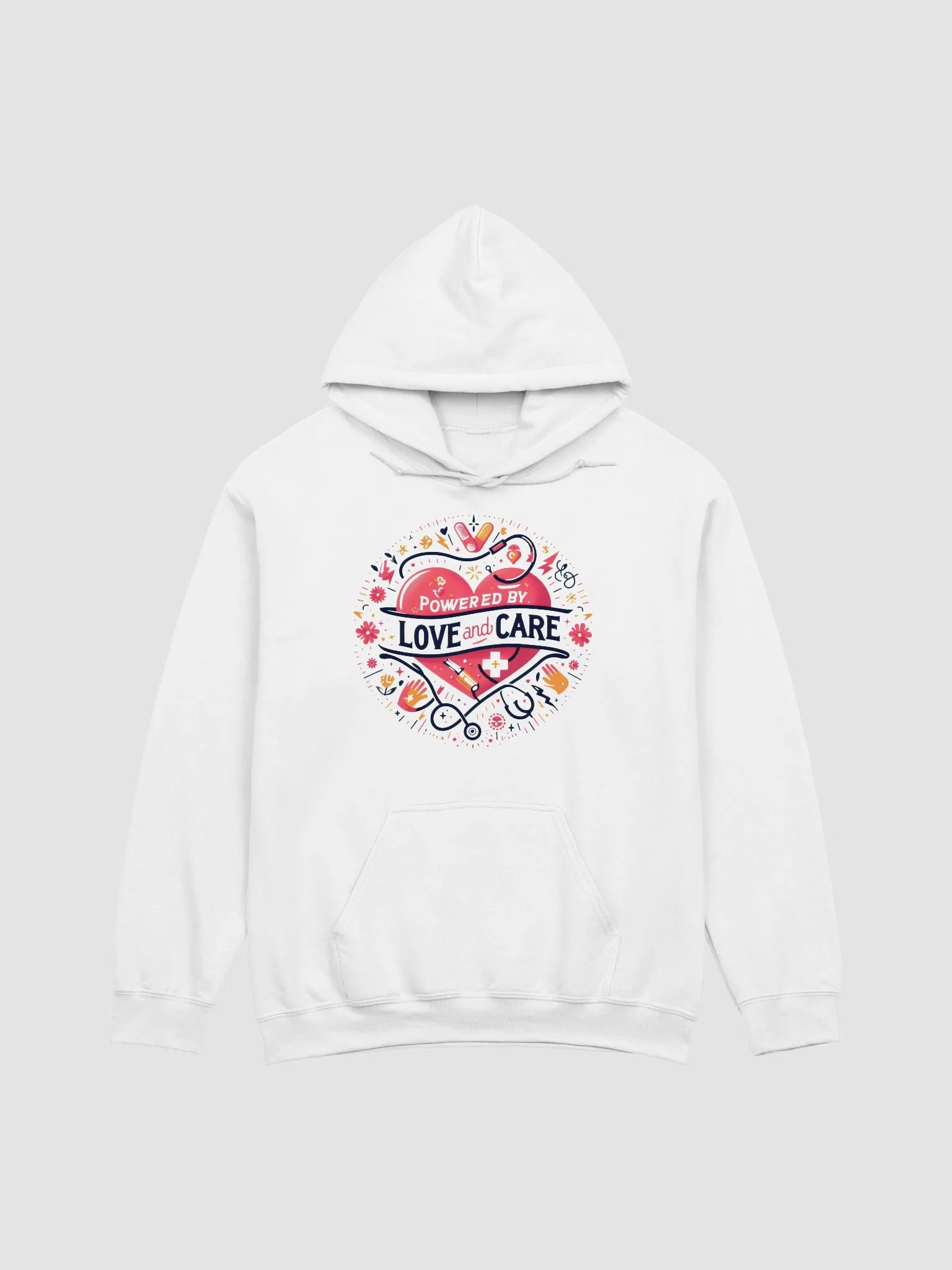 love and care heart shape design hoodie product image (2)