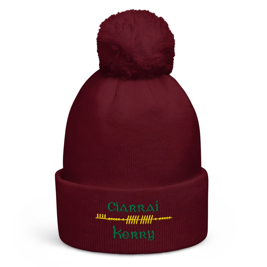 Kerry/Ciarraí Scholastic style Ogham embroidered embroidered Pom-Pom Beanie product image (3)