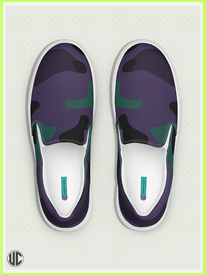 UnkoCon – Midnight Purple Camo Women’s Slip-On Shoes product image (1)