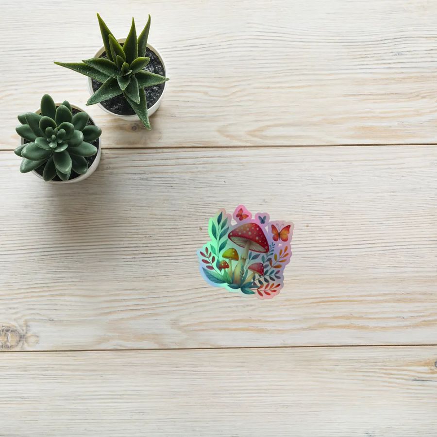Cute Mushroom Kiss-Cut Holographic Sticker product image (10)
