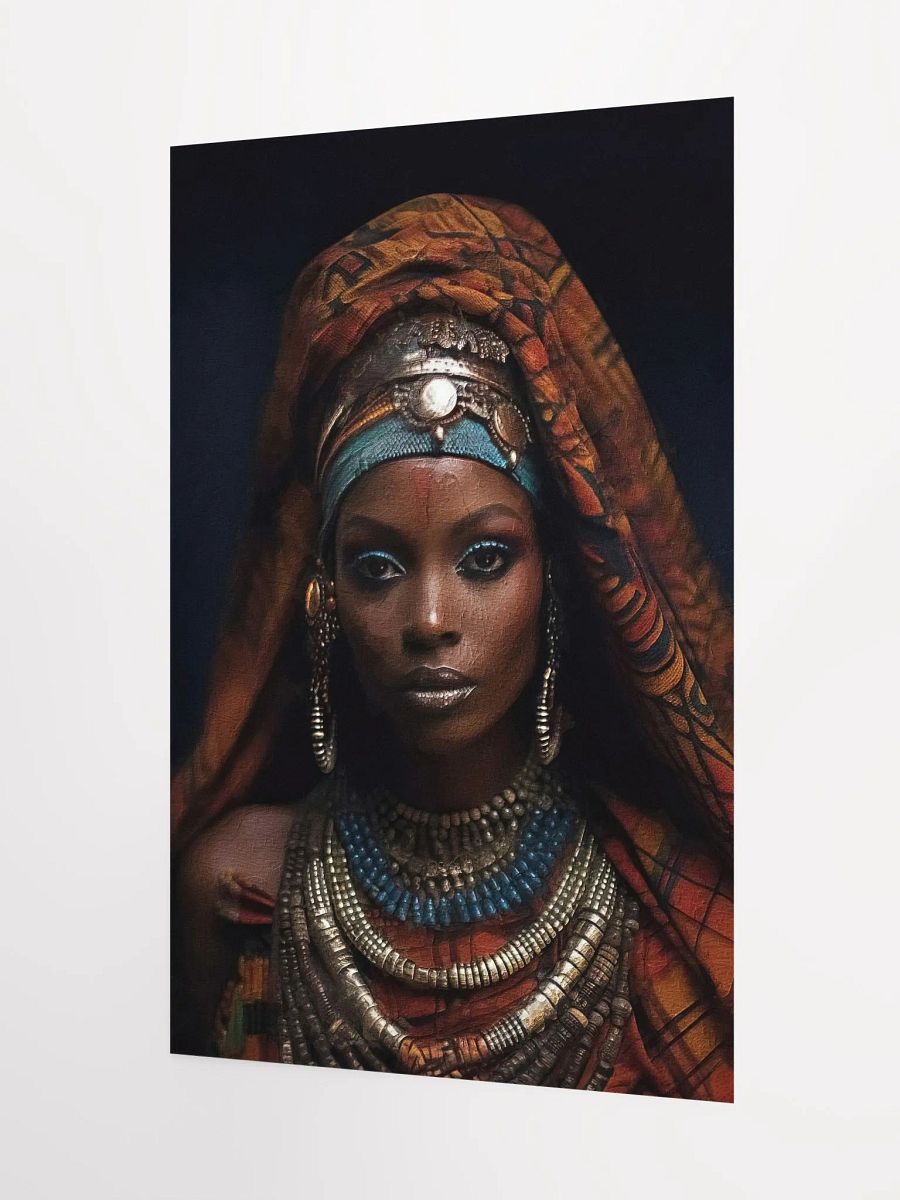 African Woman in Traditional Head Dress, Bronze & Blue Jewelry Poster Print, Unframed product image (3)