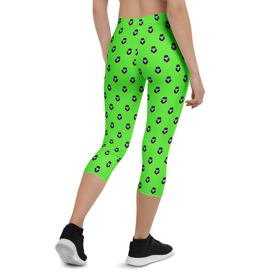 Synthsquatch Fitness Bigfoot Monogram Logo All-Over Print Capri Leggings (Neon Green) product image (2)