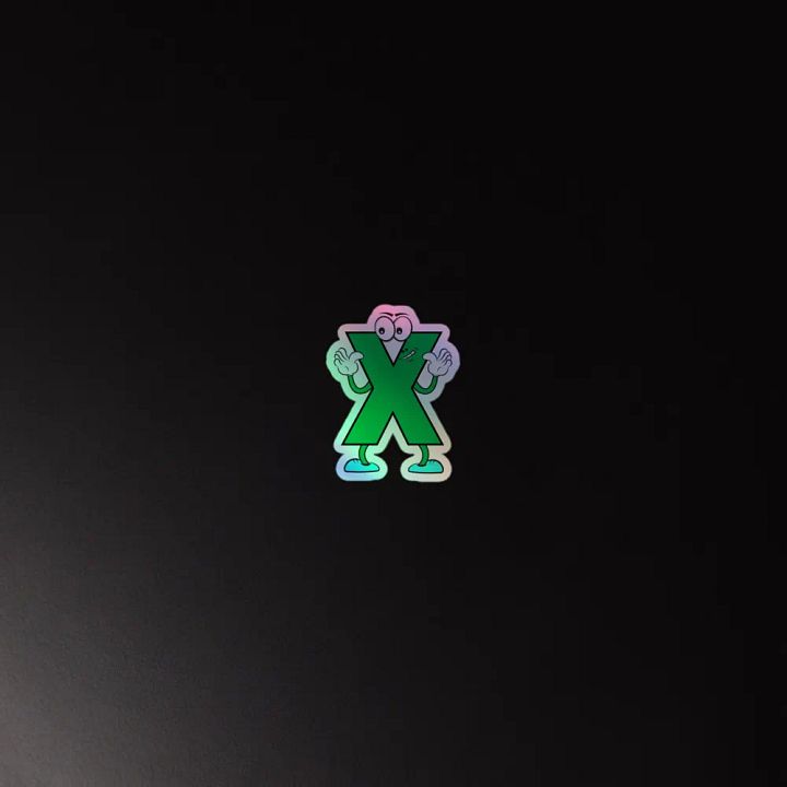 X Letter Cartoon Character Holographic Sticker product image (4)
