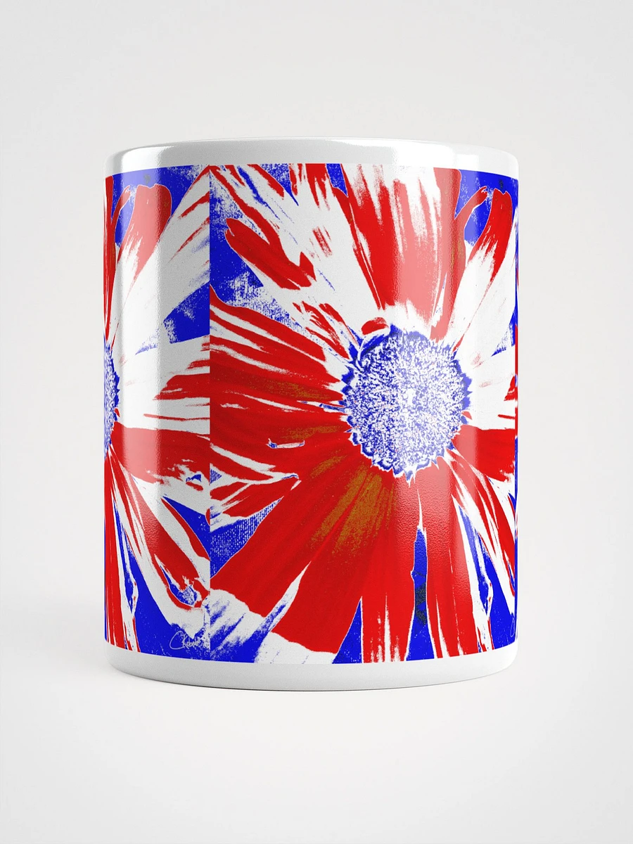 Navy, Red and White Daisy on Navy Abstract Background White Mug product image (5)