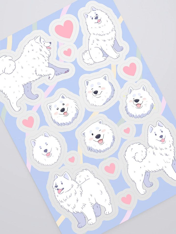 Fluffy Samoyed Love Sticker Sheet product image (2)