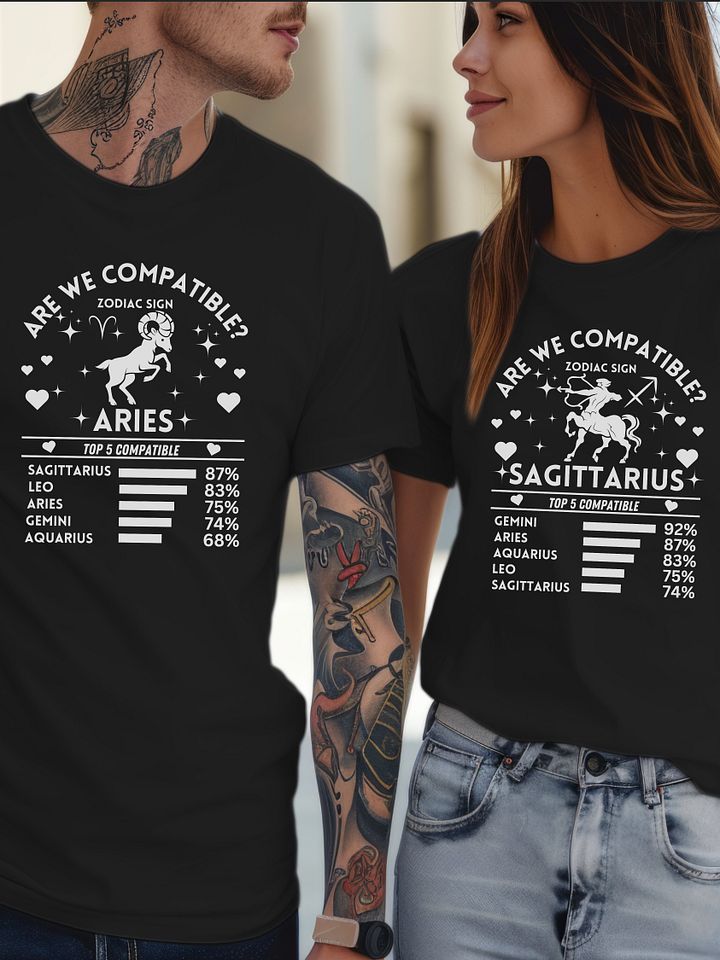 Aries Zodiac Sign Romantic Compatibility T-Shirt - Dark Comfort Colors 1717 product image (2)