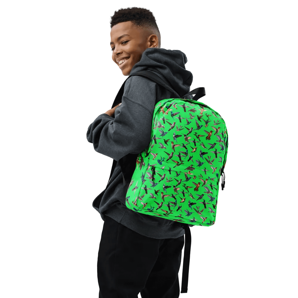 vibrant green hummingbird Backpack for the young at heart product image (7)