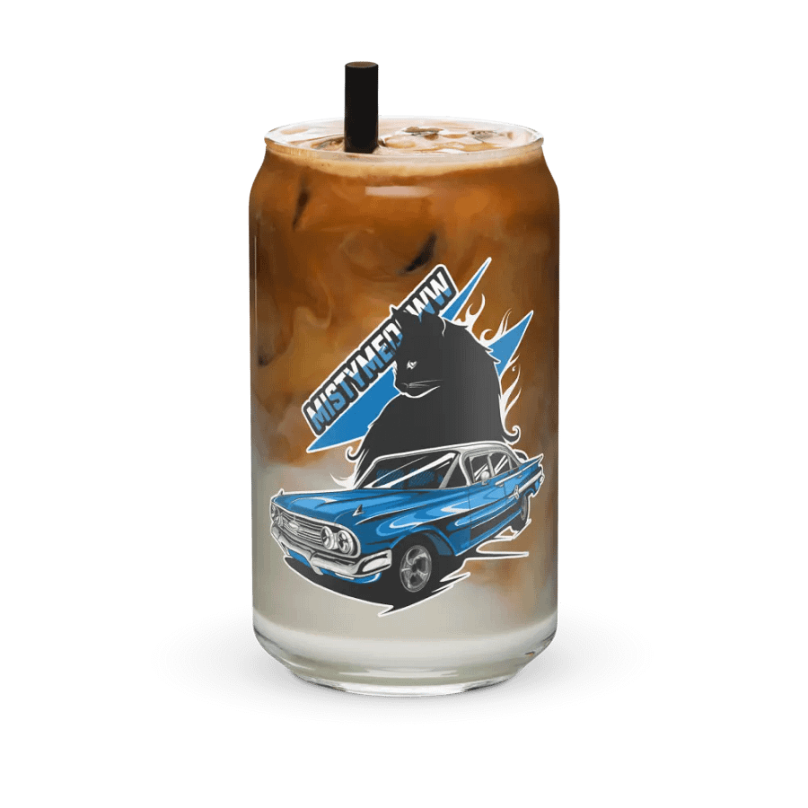 Mistymeooww logo with 60 chevy lightning cat glass cup product image (6)