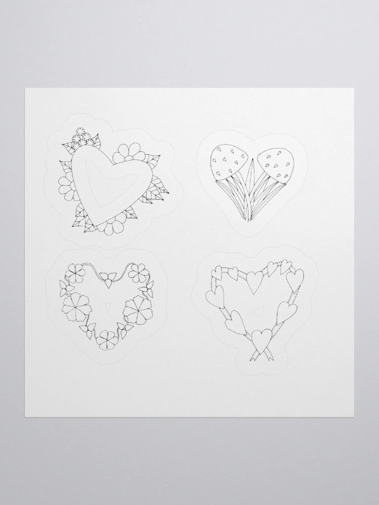Four lovely hart Kiss Cut Stickers (on white background) product image (2)